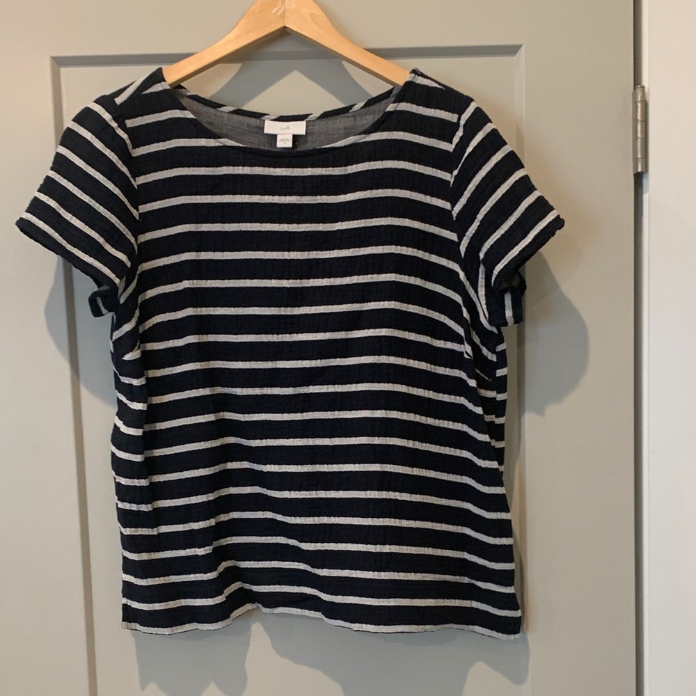 J. Jill Navy and White Striped Short Sleeve Top